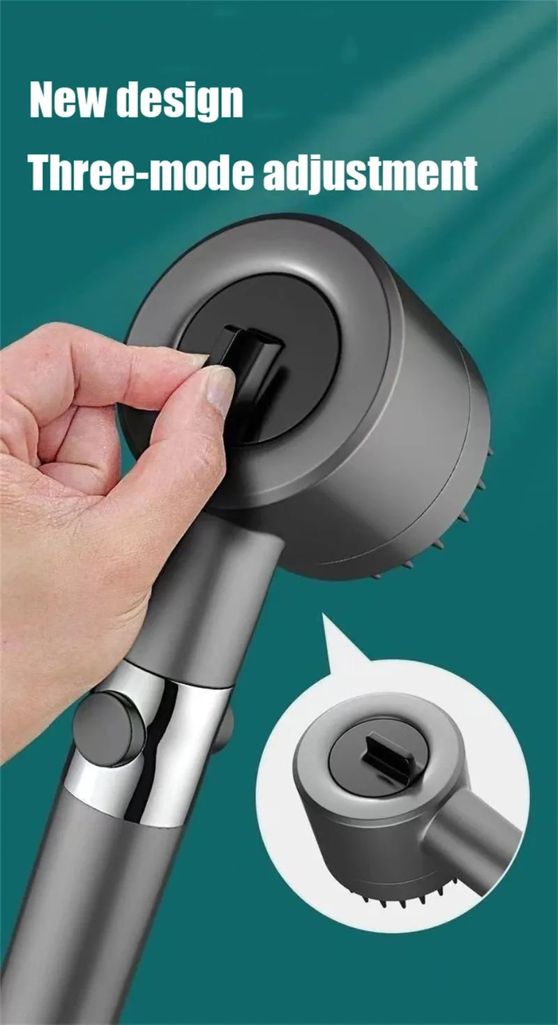 Handheld Shower Head with ON/OFF Switch 3 Modes High Pressure Water Saving Filter Powerful Massage Spa for Bathroom