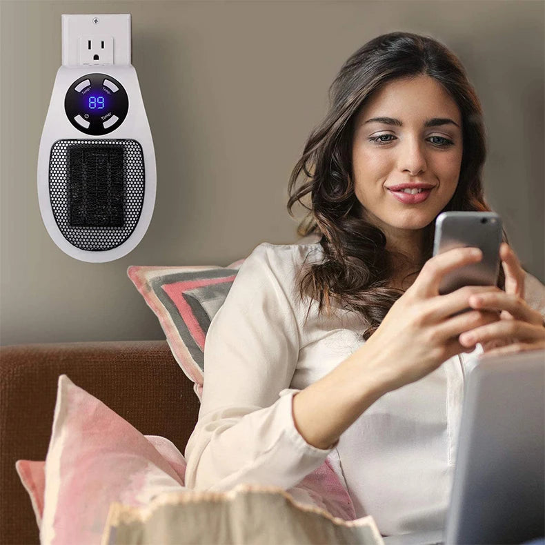 Portable Wall-Mounted Ceramic Heater – Adjustable Temp, LED Display & Overheat Protection