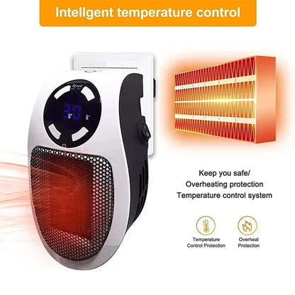Portable Wall-Mounted Ceramic Heater – Adjustable Temp, LED Display & Overheat Protection