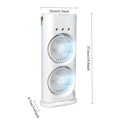 Household Appliances Refrigeration Mini Fan Desktop Shake-head Dual Fan Three-hole Ice Fog Cooler Double-head Charging Office
