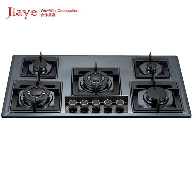Built-In Gas Hob 5 Burners – Stainless Steel, Electronic Ignition, Flameout Safety for Kitchen & Hotel