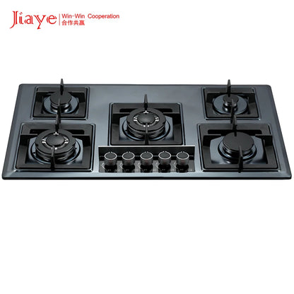 Built-In Gas Hob 5 Burners – Stainless Steel, Electronic Ignition, Flameout Safety for Kitchen & Hotel
