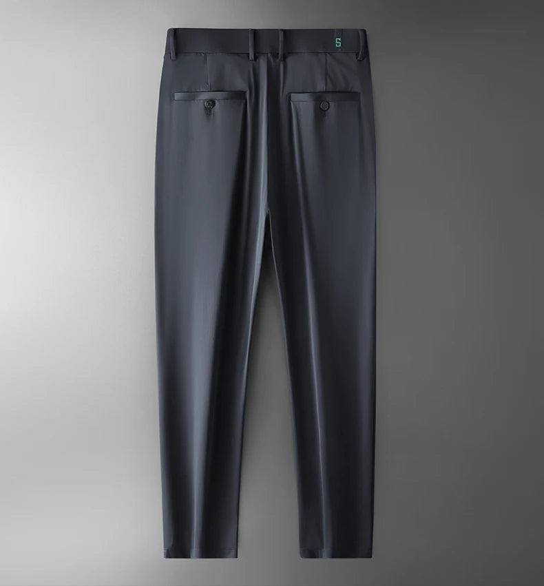 BROWON Ice Silk Casual Pants for Men — Lightweight, Breathable & Stretch Straight-Leg Trousers