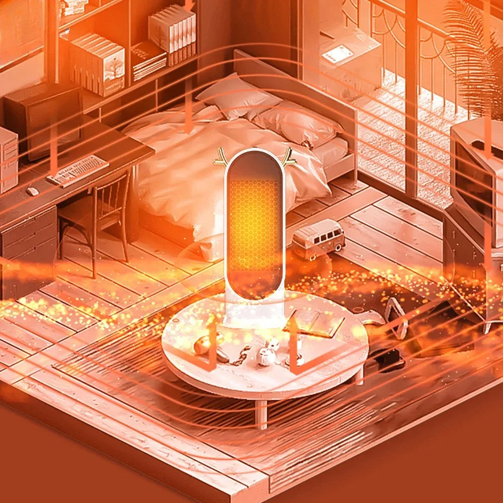 Compact 500W Electric Space Heater – Fast Heating, Smart Thermostat, Overheat Protection for Desk & Home