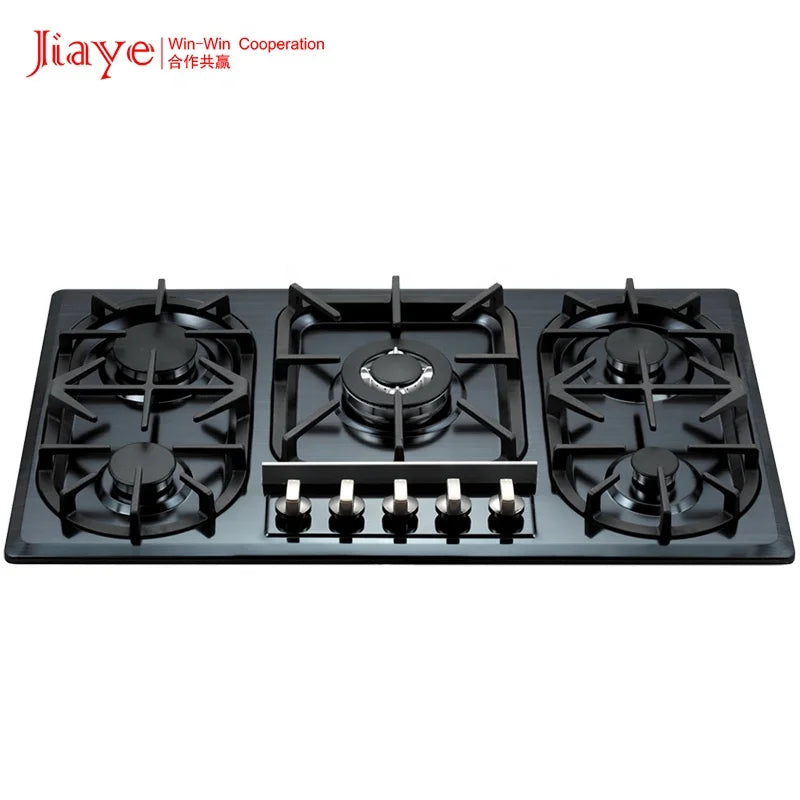 Built-In Gas Hob 5 Burners – Stainless Steel, Electronic Ignition, Flameout Safety for Kitchen & Hotel