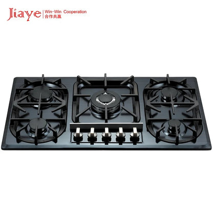 Built-In Gas Hob 5 Burners – Stainless Steel, Electronic Ignition, Flameout Safety for Kitchen & Hotel
