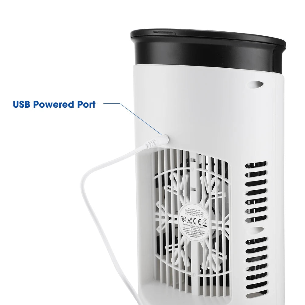 3-in-1 Portable Air Cooler Fan – 6 Speeds, Misting Humidifier, 7-Color LED Light & Timer, USB Powered