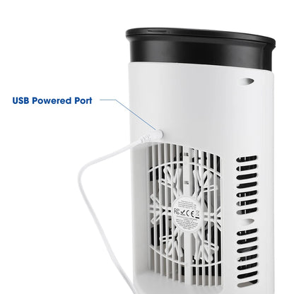 3-in-1 Portable Air Cooler Fan – 6 Speeds, Misting Humidifier, 7-Color LED Light & Timer, USB Powered