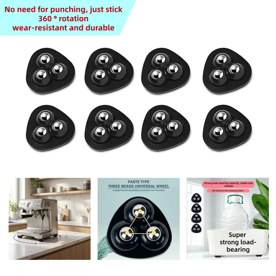 Self-Adhesive Furniture Caster Wheels – Silent 360° Rolling Wheels for Storage Boxes, Kitchen & Home (4/8/16pc)