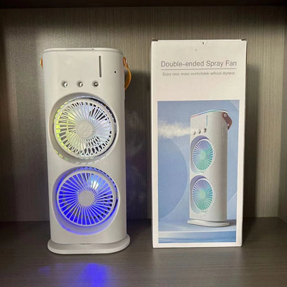 Household Appliances Refrigeration Mini Fan Desktop Shake-head Dual Fan Three-hole Ice Fog Cooler Double-head Charging Office