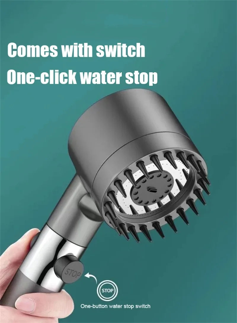 Handheld Shower Head with ON/OFF Switch 3 Modes High Pressure Water Saving Filter Powerful Massage Spa for Bathroom