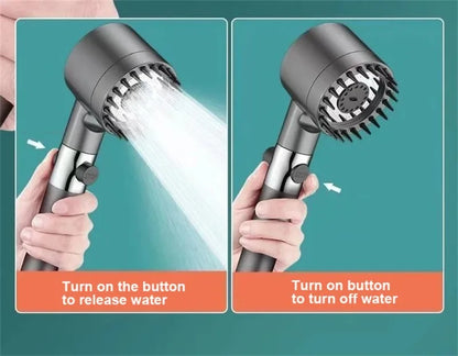 Handheld Shower Head with ON/OFF Switch 3 Modes High Pressure Water Saving Filter Powerful Massage Spa for Bathroom